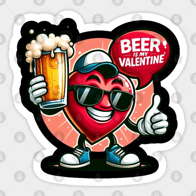 Beer Is My Valentine Sticker by BukovskyART